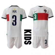 Portugal Pepe #3 Bortaställ Barn VM 2022 Korta ärmar (+ Korta byxor)